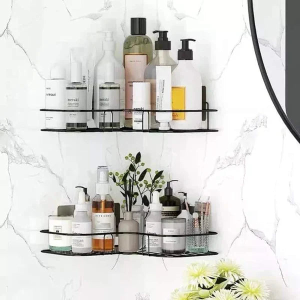 Wall Corner Rack For Bathroom & Kitchen With Hooks